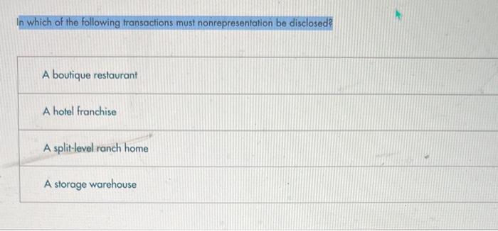 Help In which of the following transactions must