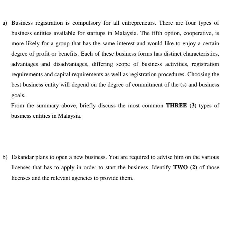Tut5 a) Business registration is compulsory for