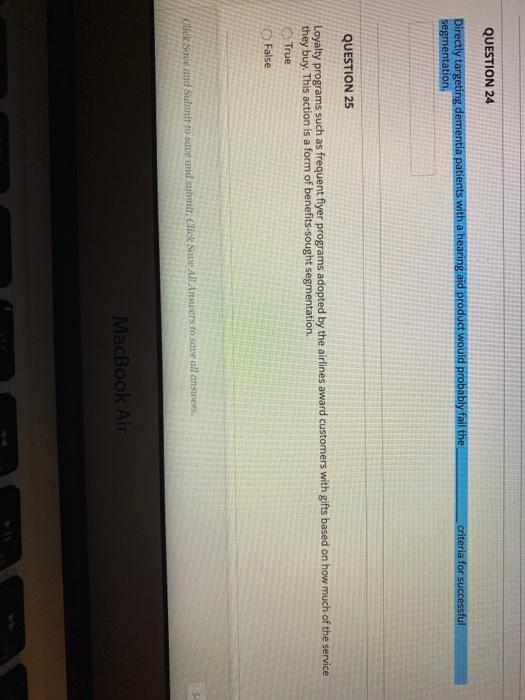 QUESTION 24 criteria for successful Directly
