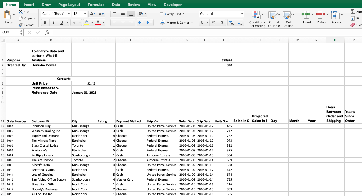 In cell C6 enter a Unit Price of $2.45 In cell