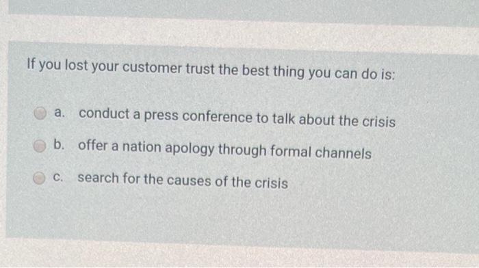 If you lost your customer trust the best thing
