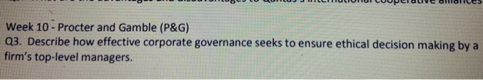Week 10 - Procter and Gamble (P&G) Q3. Describe