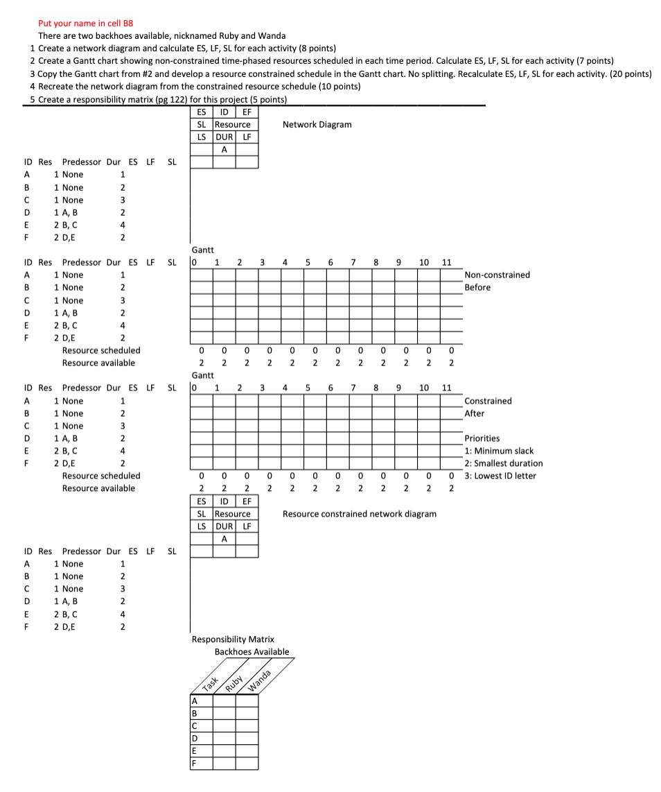 ... Put your name in cell B8 There are two
