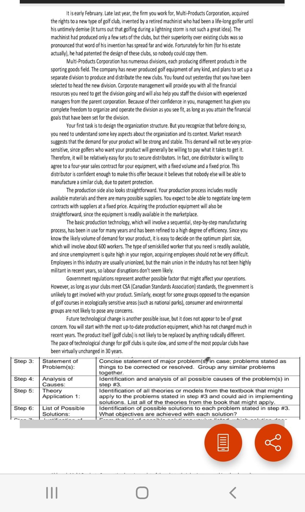need answer of each step according to case study.