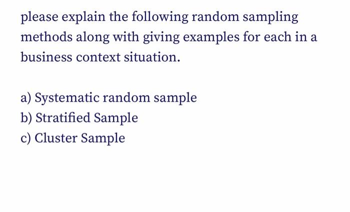 please explain the following random sampling
