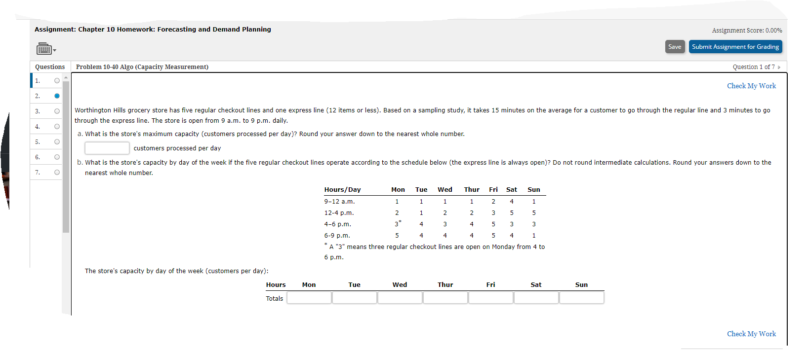 Assignment: Chapter 10 Homework: Forecasting and
