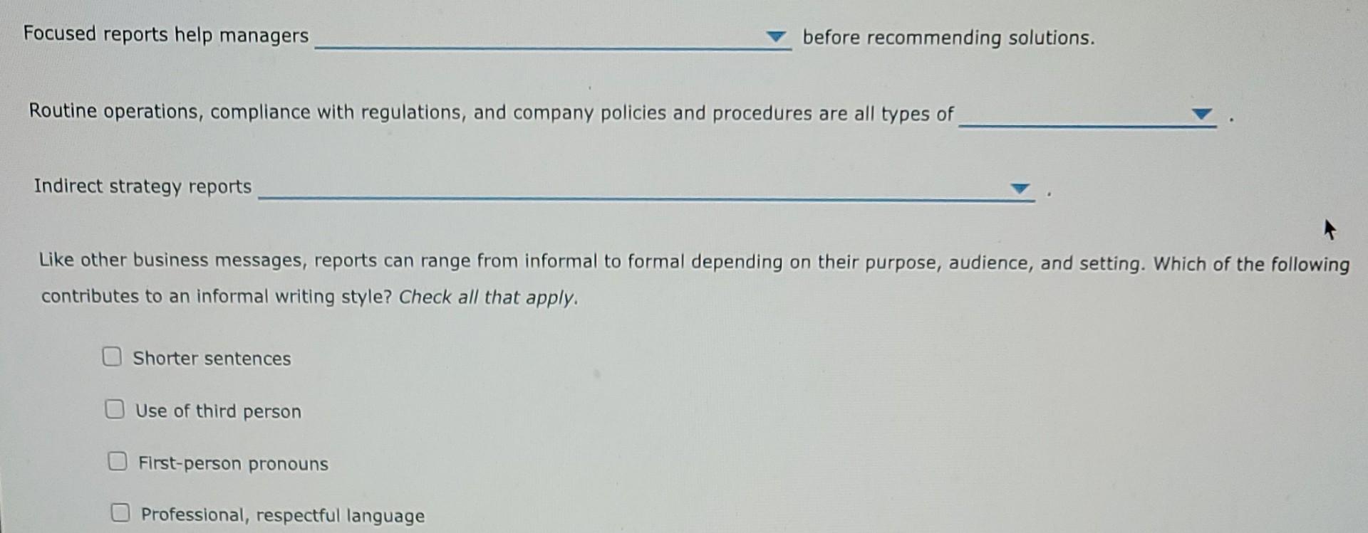 Focused reports help managers before recommending