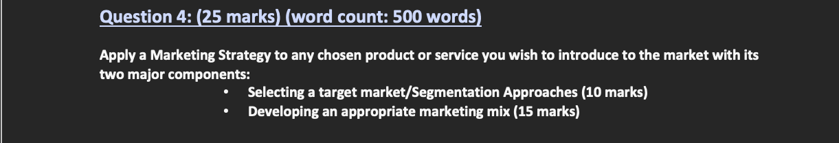 Question 4: (25 marks) (word count: 500 words)