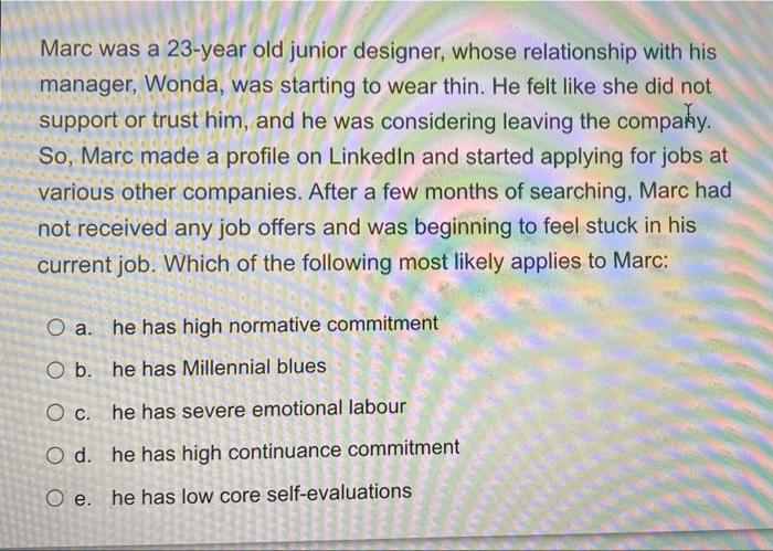 Marc was a 23-year old junior designer, whose