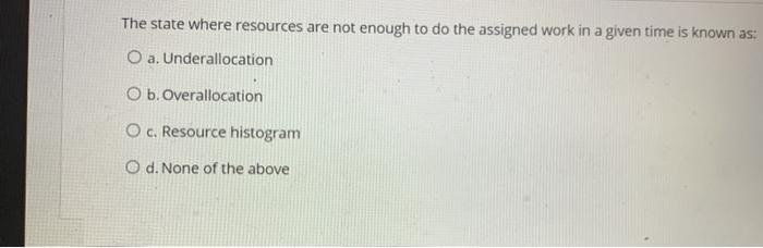 The state where resources are not enough to do