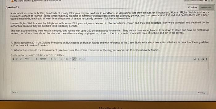 Moving to another question will be response