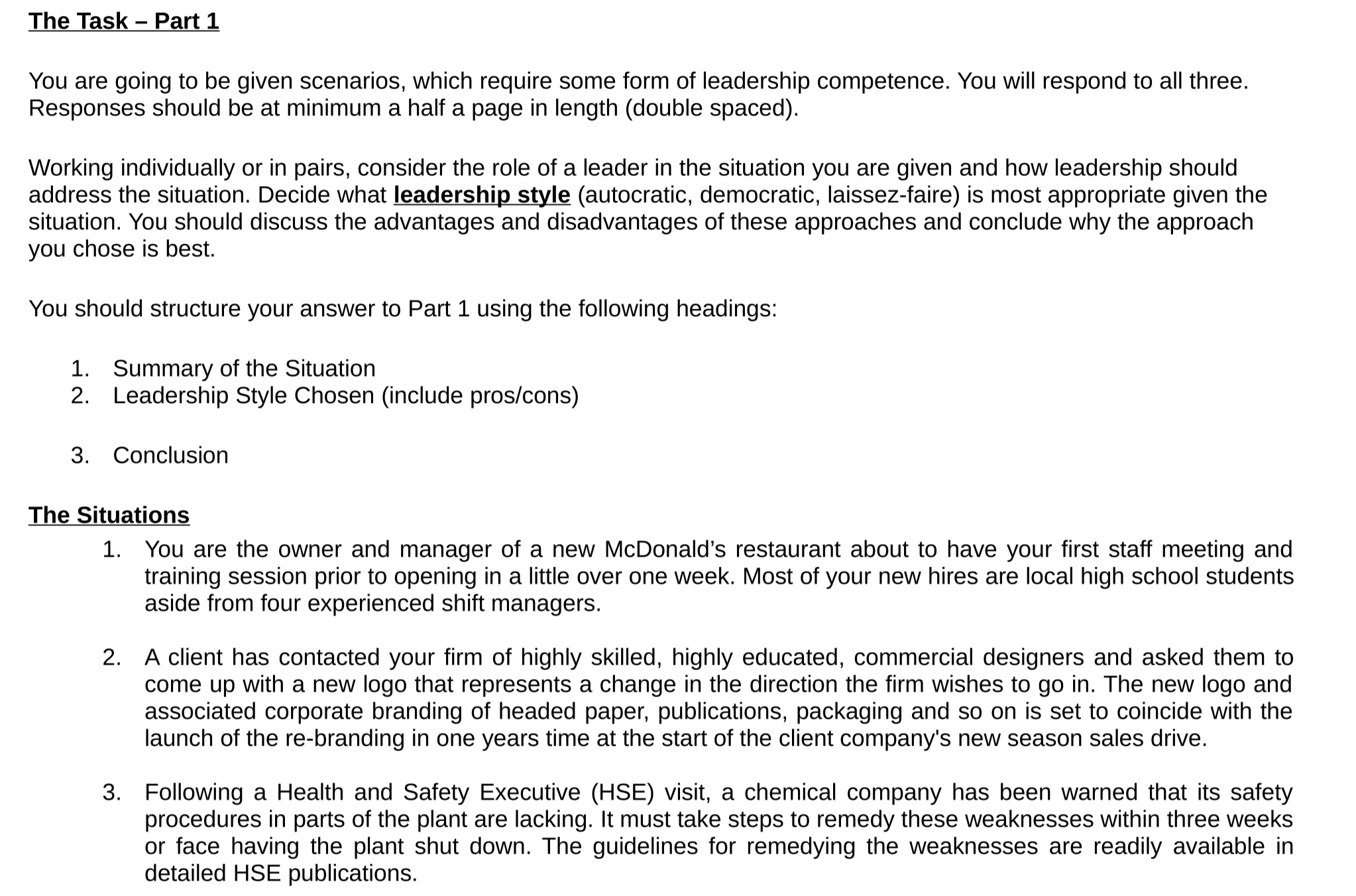 The Task - Part 1 You are going to be given