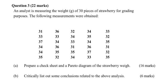 Question 3 (22 marks) An analyst is measuring the