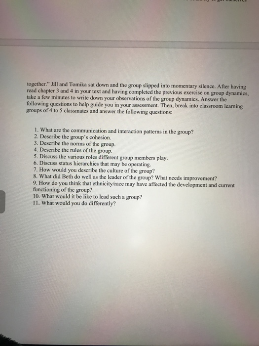 Chapter 4 Exercise: Group Dynamics Case Example