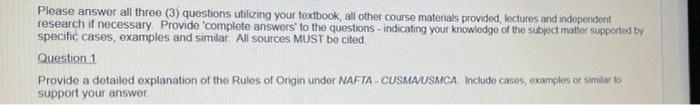 Please answer all three (3) questions utilizing