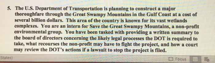 5. The U.S. Department of Transportation is