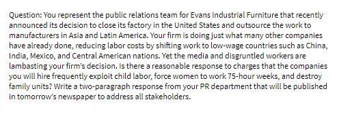 Question: You represent the public relations team