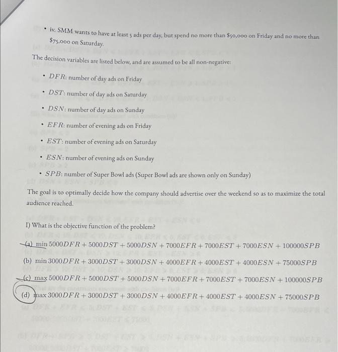 all one questionn 8. SMM market study The SMM