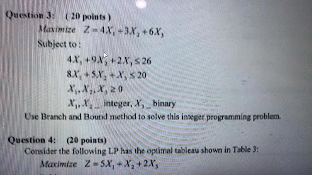 Can you help me to solve the question 3 ?