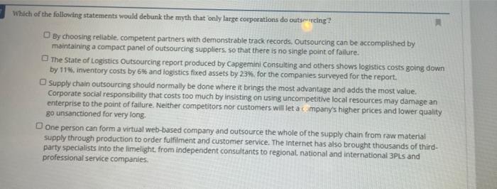 Which of the following statements would debunk