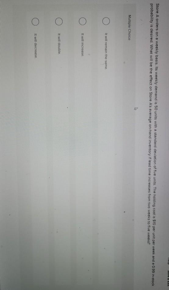 Help save & EX Store A orders on a weekly basis.