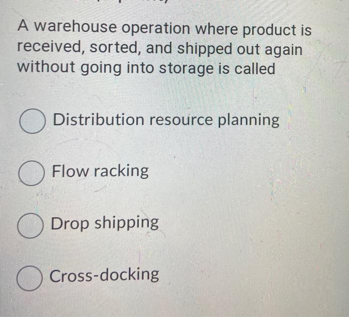 A warehouse operation where product is received,