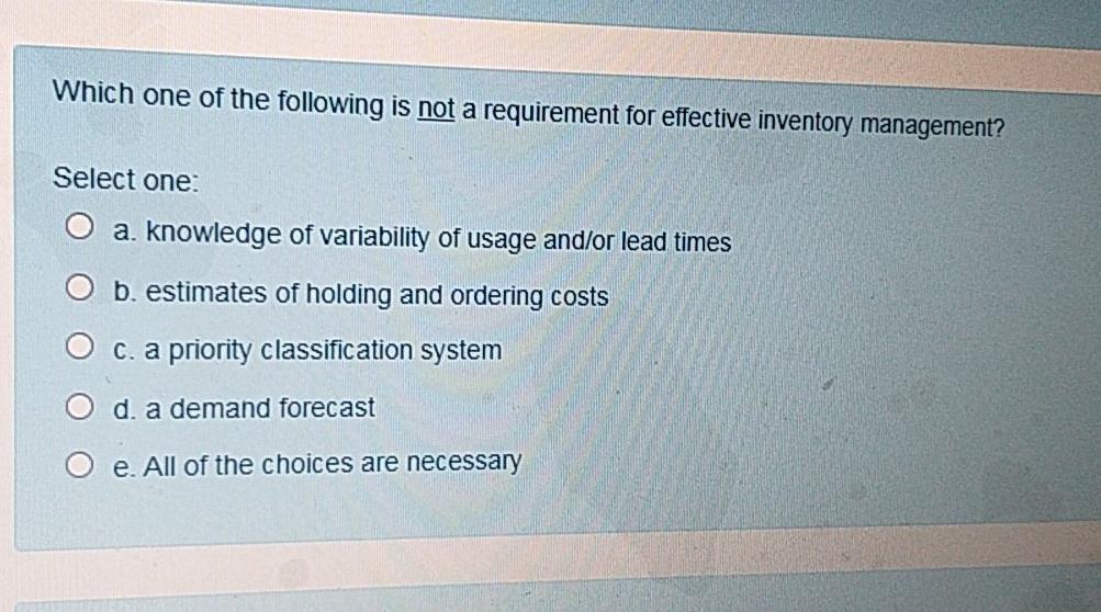 Which one of the following is not a requirement