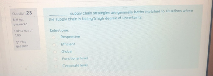 Question 21 Not yet answered Which of the