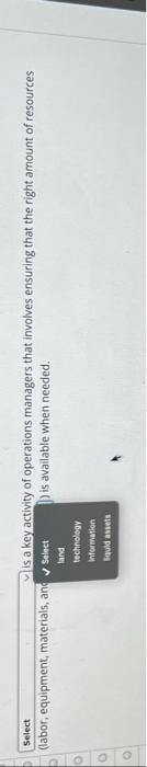 Select Dis a key activity of operations managers