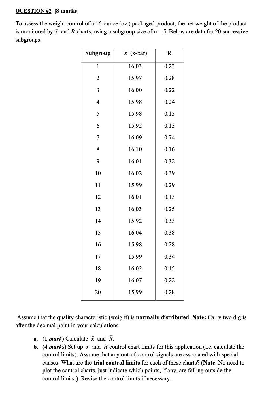 all one question QUESTION #2: (8 marks) To assess