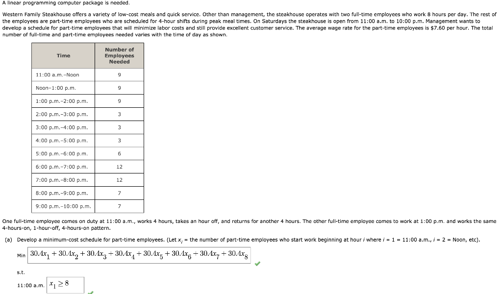 A linear programming computer package is needed.