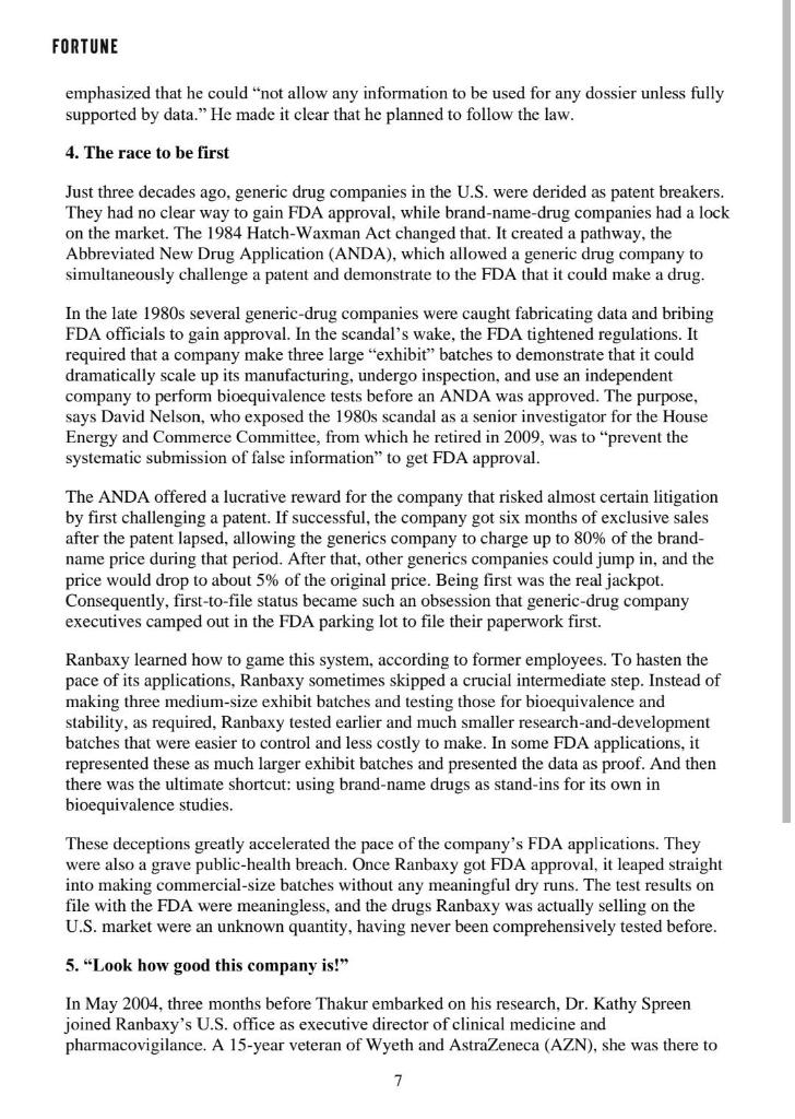 Question: Analyze the actions of Ranbaxy