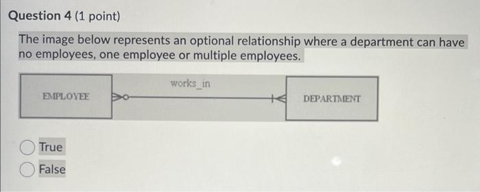  Question 4 (1 point) The image below represents an optional relationship