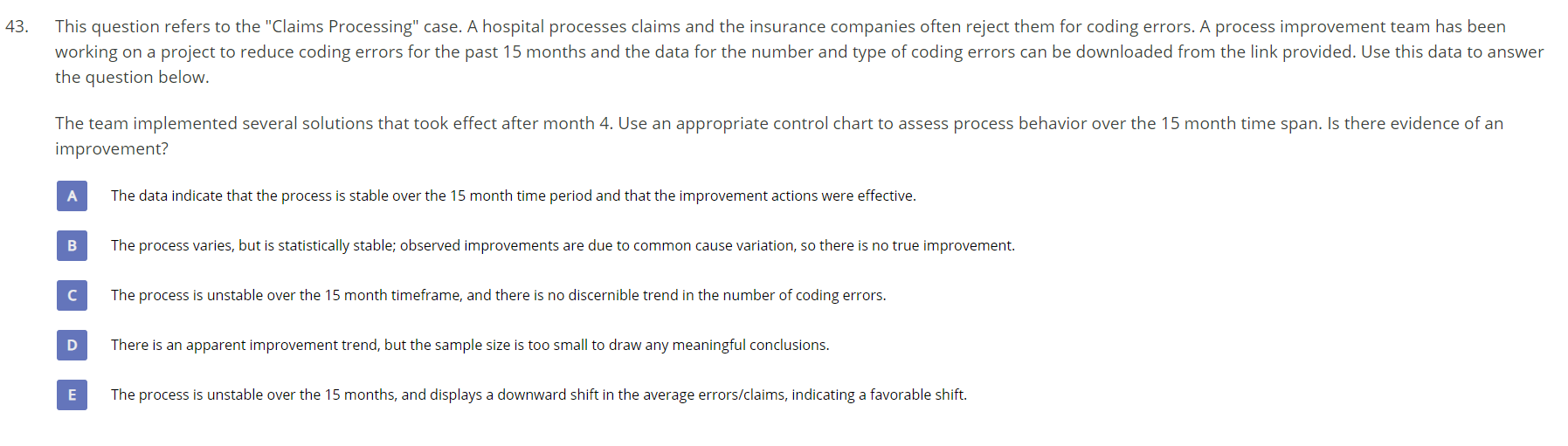 Month Number of Claims Total Coding Errors