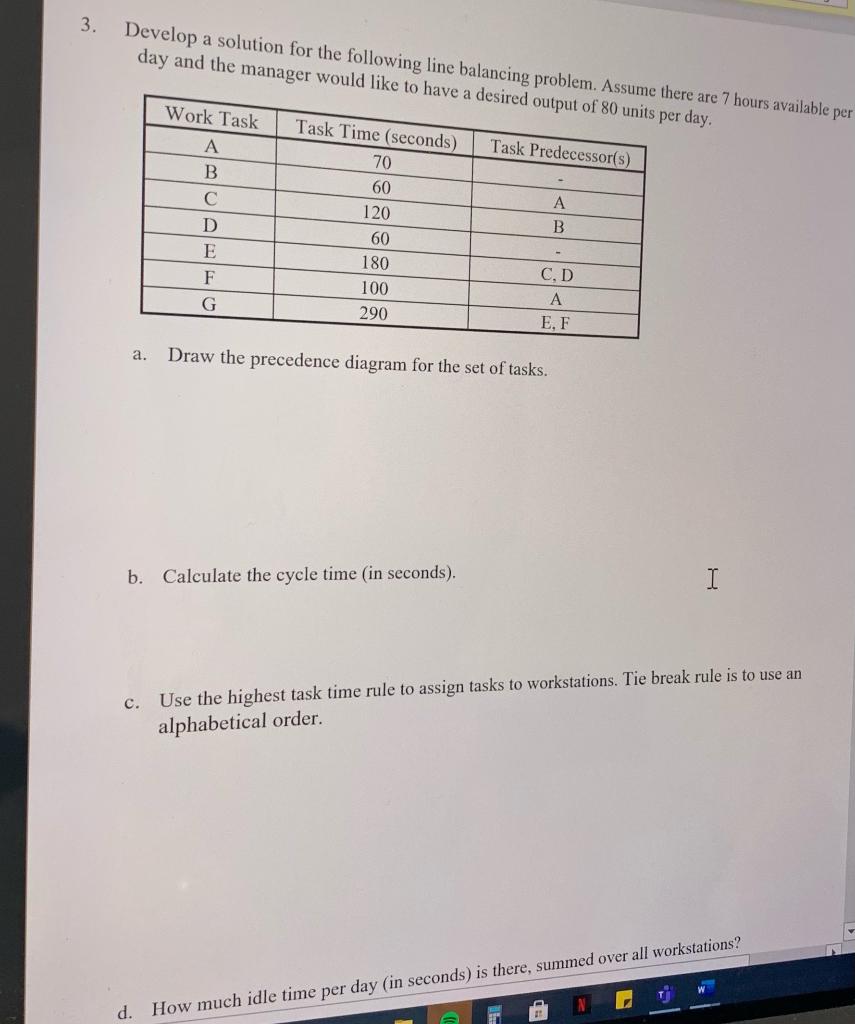 3. Develop a solution for the following line