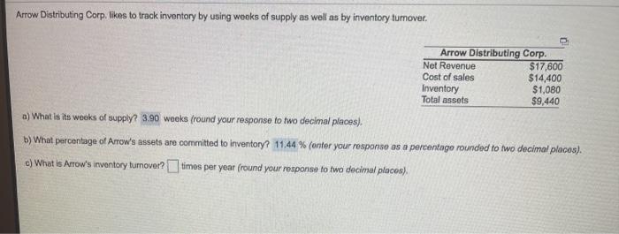 Arrow Dintributing Corp. likes to track inventory