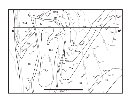 For the first cross section, the units on the map
