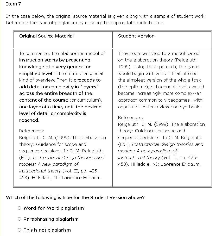 Item 7 In the case below, the original source