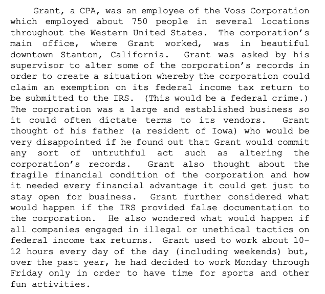 Grant, a CPA, was an employee of the Voss