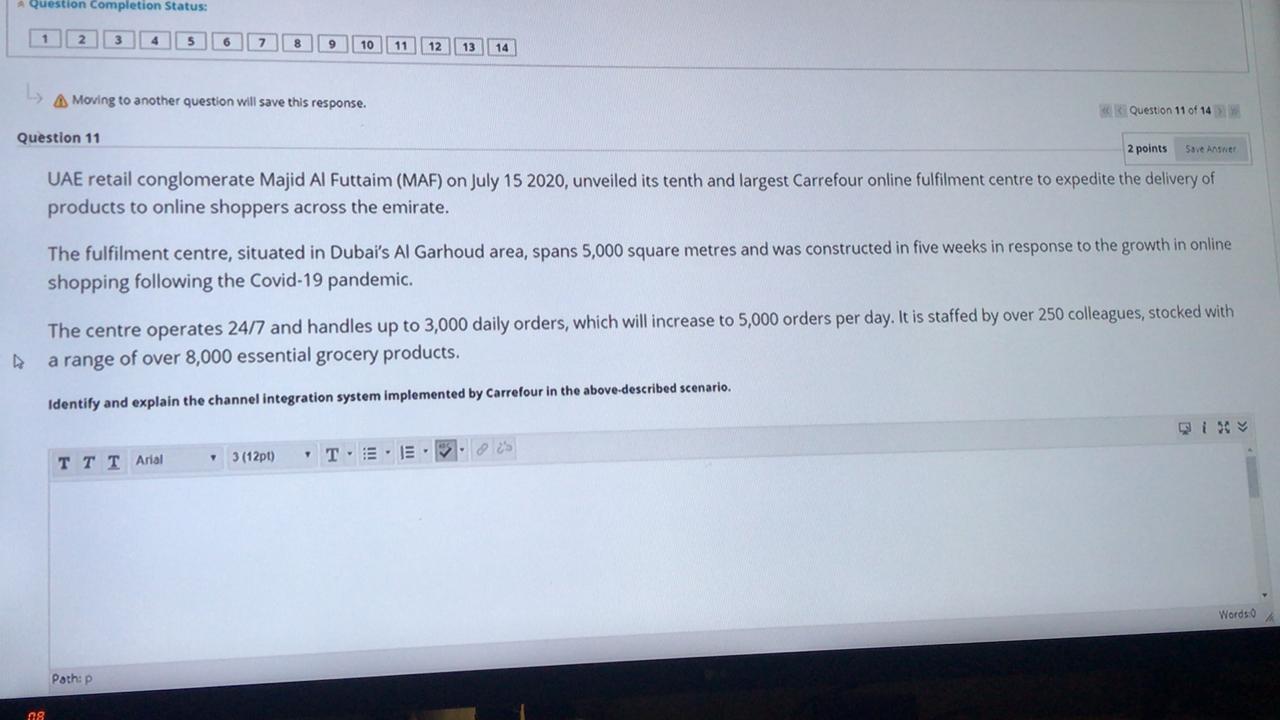 A Question Completion Status: 3 6 7 8 9 10 11 12