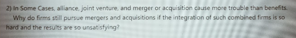 2) In Some Cases, alliance, joint venture, and
