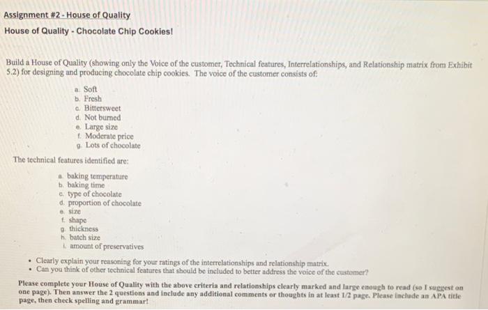 Assignment #2 - House of Quality House of Quality