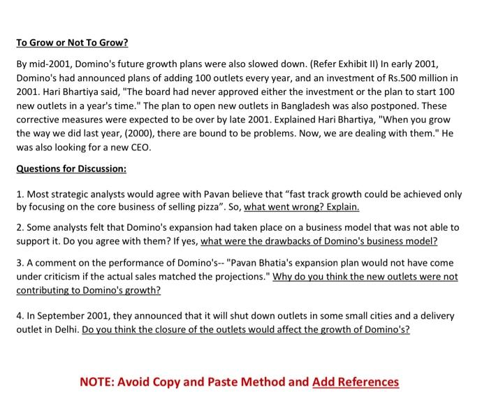 Rethinking Domino's Expansion Plan - The Case of