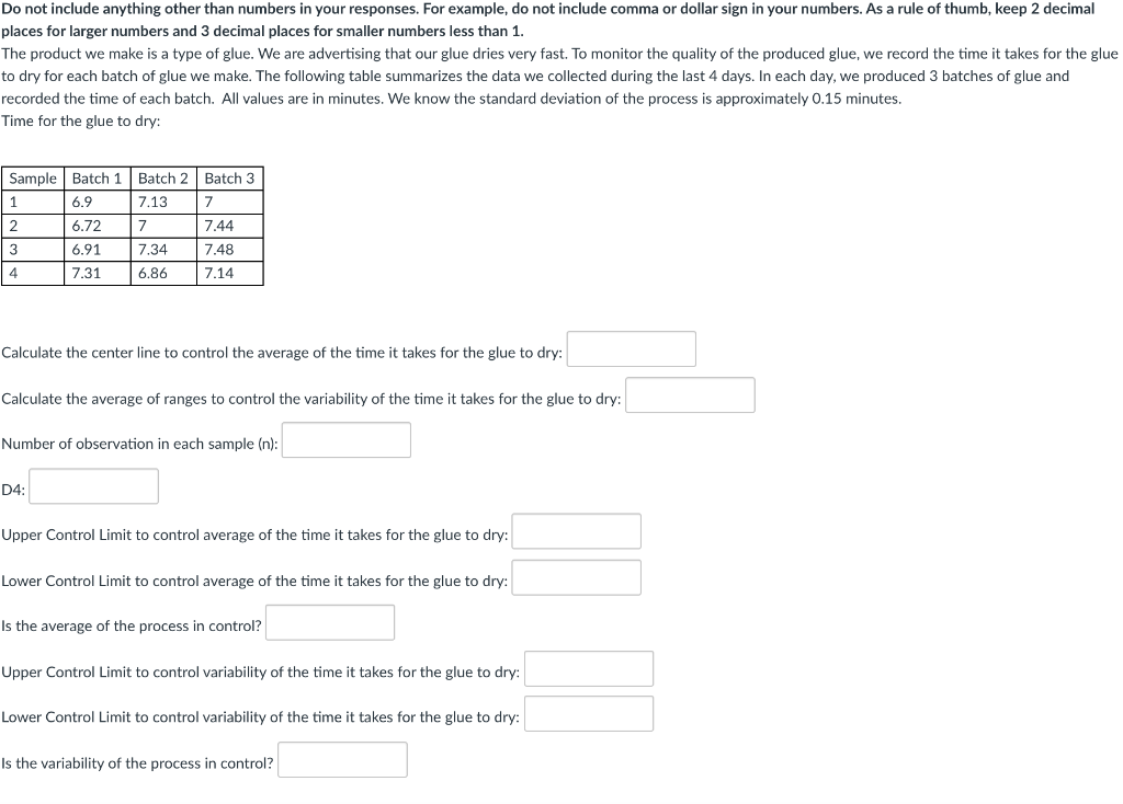 Do not include anything other than numbers in