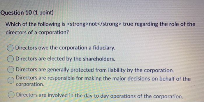 Question 10 (1 point) Which of the following is