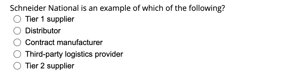 please help! Schneider National is an example of