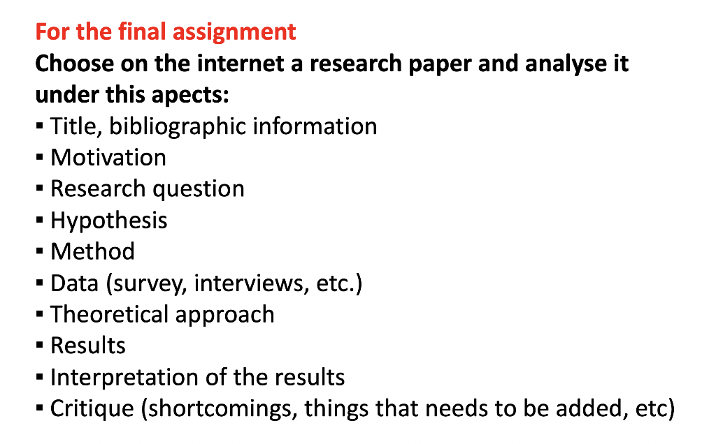 For the final assignment Choose on the internet a