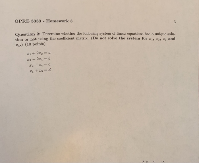 OPRE 3333 - Homework 3 Question 2: Deremine