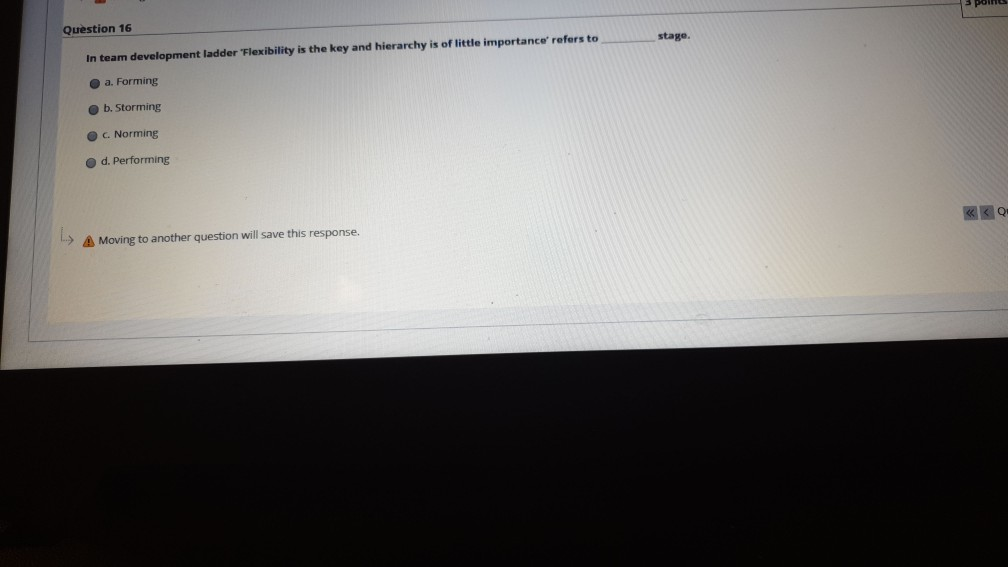 Question A Moving to another question will save