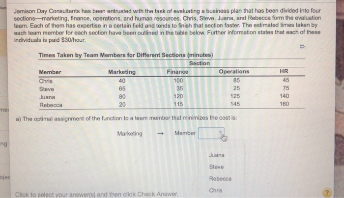 a) the optimal assignment of the function to a
